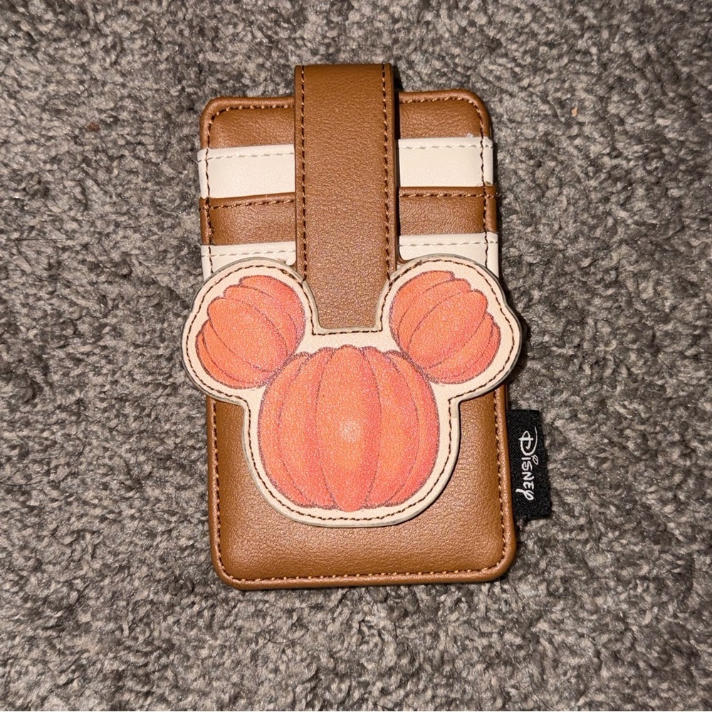 Loungefly Disney Mickey Mouse Pumpkin Card Wallet Brown Cream Orange